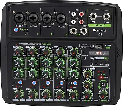 £49.99 • Buy Bomaite C6 6-Channel Audio Mixer Mixing Console LED Screen - New - Free P&P
