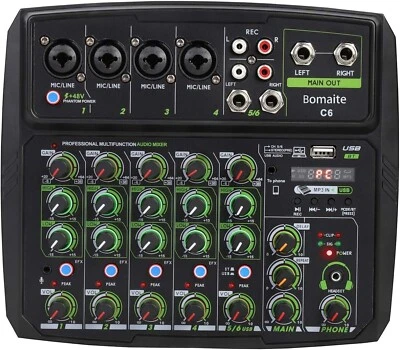 £49.99 • Buy Bomaite C6 6-Channel Audio Mixer Mixing Console LED Screen - New - Free P&P