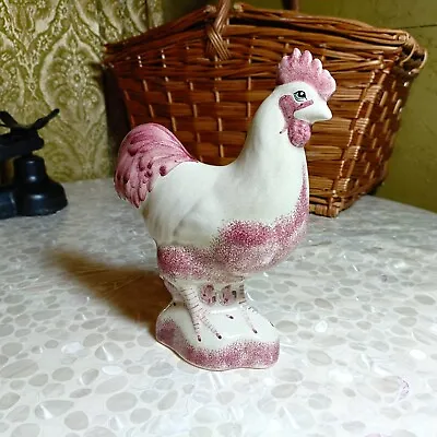 Vintage Rye Pottery Red Porcelain Rooster Cockerel Hand Made 22cm/9inches Tall • £28.99