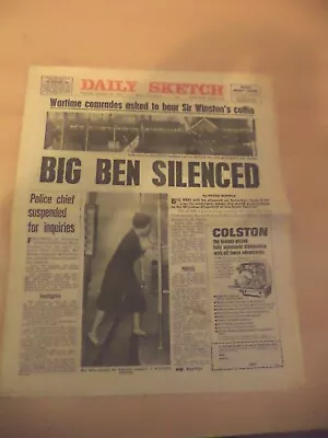 OLD VINTAGE ORIG NEWSPAPER Daily Sketch 26 JAN 1965 WINSTON CHURCHILL DEATH • £11.99