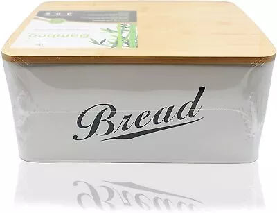 RoyalHouse Modern Metal Bread Box With Bamboo Lid - Pack Of 1. • $24.99