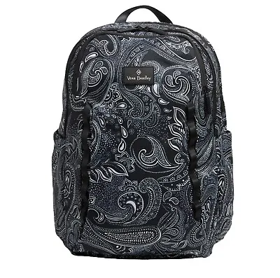 Vera Bradley Lighten Up Sporty Backpack Laptop Stellar Paisley Black And White • $74