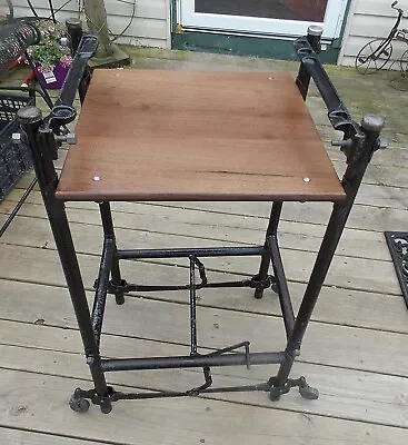 $399 • Buy Mid Century Walnut Black Iron /Steampunk Typewriter End Table   (BM-T434)