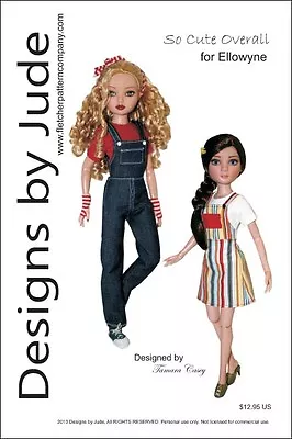 So Cute Overall & Skirtall Doll Clothes Sewing Pattern Ellowyne Wilde Dolls • $12.95