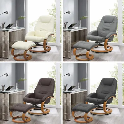 £199.95 • Buy Swivel Recliner Armchair And Stool Fuax Leather Lounge Chair Adjustable Backrest