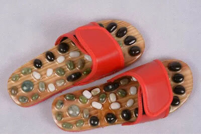 Massage Slippers Sandal Reflex Acupuncture Foot Natural Pebble Stone Slippers • $21.99