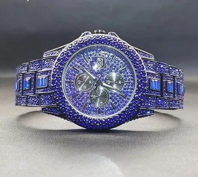 Blue Diamond Iced Out Men's Watch • $83