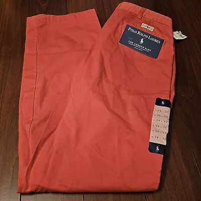 Polo Ralph Lauren Men's Chino ANDREW PANT Pleated Coral Pink Size 34x32 • $37.50