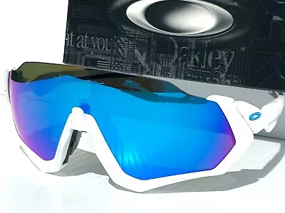 NEW* Oakley FLIGHT JACKET White Matte  Prizm Sapphire Sunglasses 9401-02 • $158.88