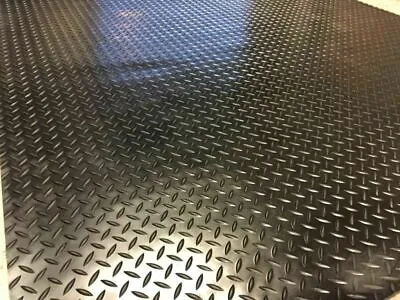 3MM Rubber Flooring Matting Heavy Duty Black Mat Anti Slip Garage Checker Ribbed • £9.25