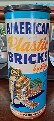 Vintage American Plastic Bricks By Elgo NO. 725 Cardboard Tube Tin Top • $35