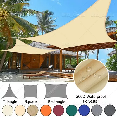 Heavy Duty Sun Shade Sail Patio Awning Canopy Triangle Rectangle 98% UV Block UK • £12.99