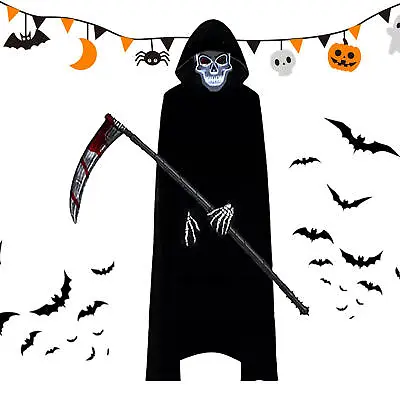 Halloween Scary Costume Kit Grim Reaper Costume With Scythe & Gloves & Mask • $32.19