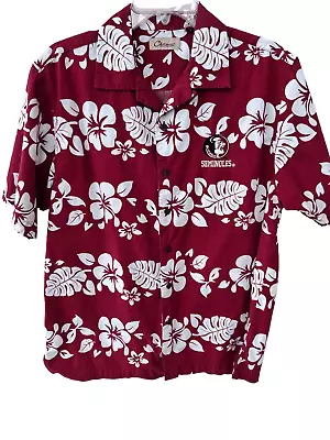 VINTAGE FSU Florida State University Hawaiian Button-Up Shirt Size S • $65