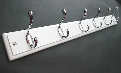 In 2 Sizes MODERN WOODEN HAT AND COAT HOOKS HANGER RAIL RACK PEGS • £15.95