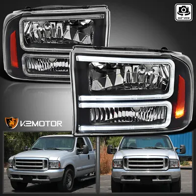 Black Fits 1999-2004 Ford F250 F350 F450 SuperDuty Excursion Headlights LED Tube • $168.38