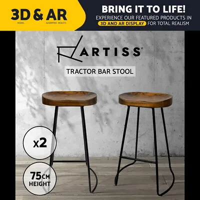 $175.84 • Buy Artiss Vintage Tractor Bar Stools Retro Bar Stool Industrial Chairs Black 75cmX2