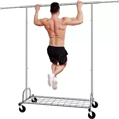 Heavy Duty Commercial Clothing Garment Rack Rolling Collapsible Chrome US • $93.39