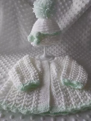 Beautiful Hand Knitted Baby Sets Newborn To 3 Months Set  • £10.50