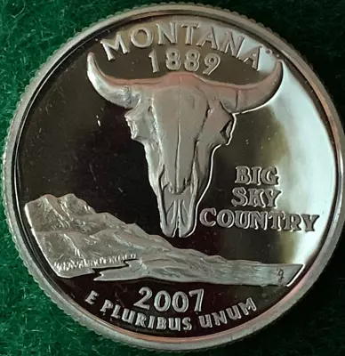 2007~s Montana 90% Silver State Quarter From Proof Set Mint Condition Coin Lot • $4.97