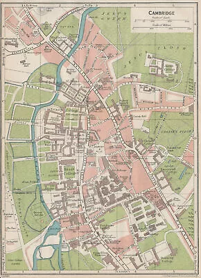 CAMBRIDGE. Vintage Town City Map Plan. Colleges. Cambridgeshire 1930 Old • £18