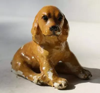 Cocker Spaniel Dog Figurine Sitting Brown Morten's Studio Stamped Flaking Paint • $11.99