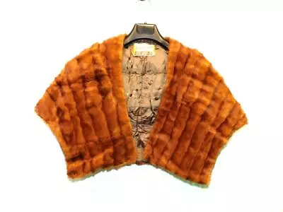 Vintage Brown Mink Canadian Fur Co Shawl Wrap Coat Snap Adjustable Front Length • $64.99