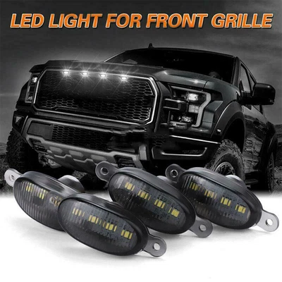$11.99 • Buy 4x Smoked Lens Amber LED Front Grille Running Lights For Ford F150 Raptor Style
