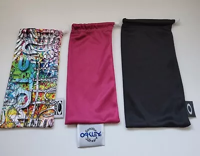 3 New Oakley Sunglasses Authentic Microfiber Bags Custom Pink Black Lg Frogskins • $29.95