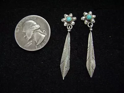 Vintage Southwestern Sterling Silver And Turquoise Pierced Earrings • $35