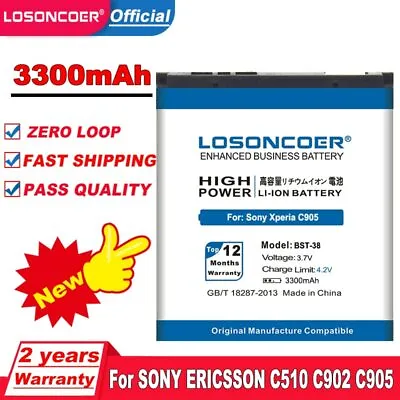 LOSONCOER 3300mAh BST-38 For SONY ERICSSON C510 C902 C905a K770 K770i K580 K850i • $16.81