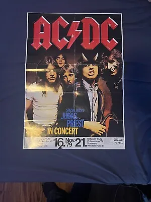 AC/DC Judas Priest Highway To Hell Concert Tour Poster 1979 Nov 16 To 21 • $120