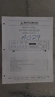 Mitsubishi Da-r11 Service Manual Original Repair Book Stereo Receiver Tuner • $25