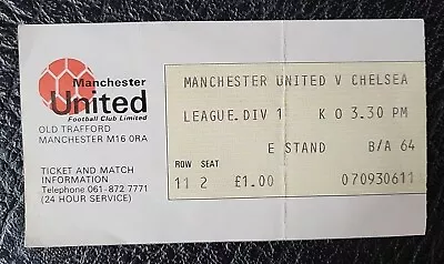 Ticket Stub Manchester United V Chelsea 1st Division 1977 / 1978 • £1.99