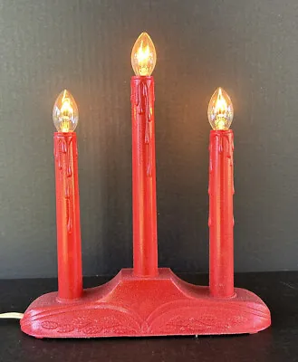 Vintage Christmas Candolier 3 Light Red Candelabra Plastic Plug In Candle C7 • $45