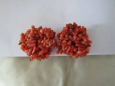 Vintage Coral Branch Screw Back Earrings • $17.55