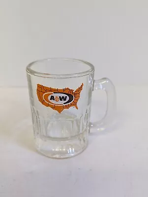 AW ROOT BEER Vintage Clear GLASS MUG 4.5  Tall United States Logo • $16.99