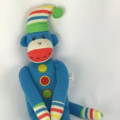 Monkey LARGE 21  STUFFED SCM ANIMAL PLUSH Toy Blue Striped Rainbow • $15.99