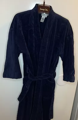 Vintage Christian Dior Bath Robe Mens One Size Towel NAVY BLUE *PICS/DISCRIPTION • $49.95