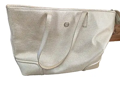 Oroton Elise Pebbled Leather Large Tote - Silvery Gold - • $55