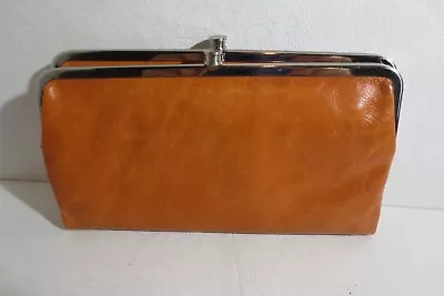 Hobo International Double Frame Lauren Clutch Wallet Amber Leather • $45