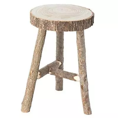 Decorative Antique Log Cabin Natural Wooden Accent Stool Side Table  • $159.32