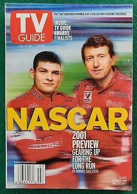 TV Guide Magazine February 17 2001 Casey Atwood & Bill Elliott No Label • $3.99