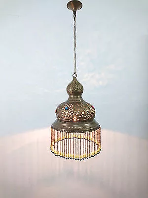 BR393 Antique Gold Finish Handmade Moroccan Dome Hanging Lampshade • £82.04