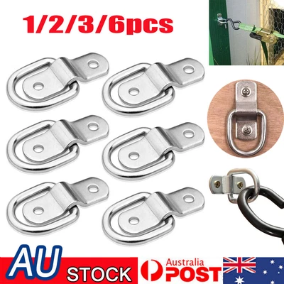 $18.99 • Buy 1-6pcs Metal Folding D Ring Tie Down Lashing Point Anchor Fixing Cleat Plate