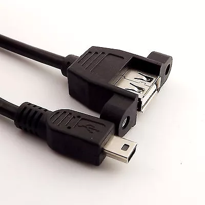 1pc 1FT 5 Pin Mini USB Male To USB 2.0 A Female Panel Mount Extension Cable Cord • $1.98