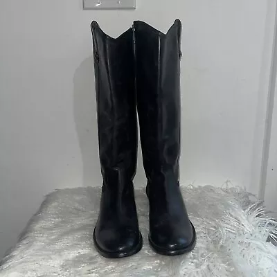 Frye Melissa Black Leather Knee High Zip Up Riding Boots Women's Size 10B • $54.99