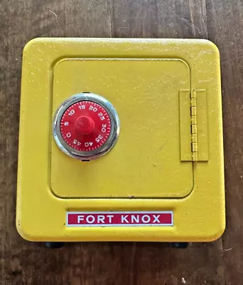 Vintage Fort Knox-Yellow Toy Metal Combination Safe/Bank- Superior Mfg. Co. • $15