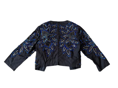 $20 • Buy Sportsgirl Jacket Black Blue Beaded Boho Embroidered 80’s 90’s Cocktail Ladies 8