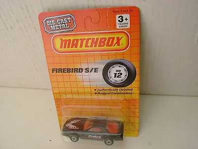 1990 Matchbox Superfast #12 Black Pontiac Firebird S/e New On Card • $9.99